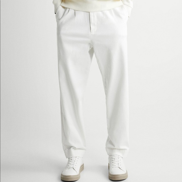 ZaraBNWT Pleated White Chino Pants Size 30 - Picture 1 of 5